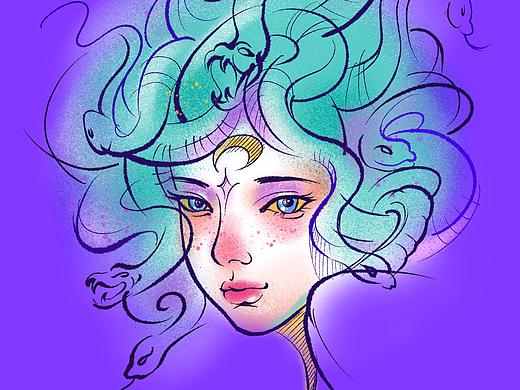 挑战全网最闪美杜莎（个人主页-ZNDk3Njk4NTY=） - 商业插画 - 站酷设计师关中书原创素材 - 站酷ZCOOL