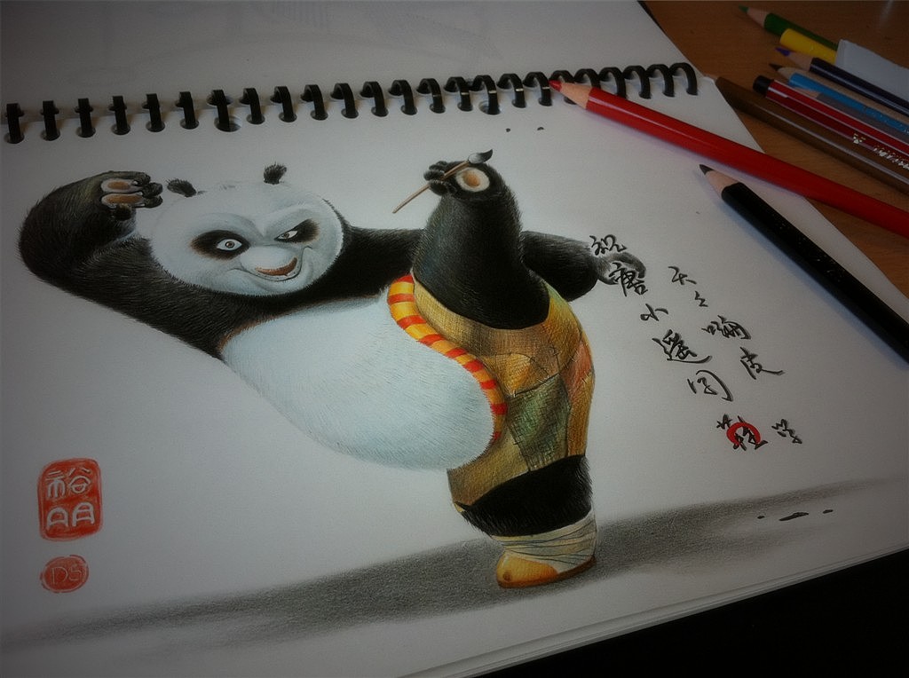 彩铅之功夫熊猫