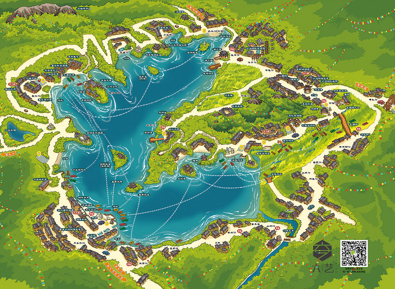 手绘地图合辑h5全域旅游景区园区酒店卡通导览图插画