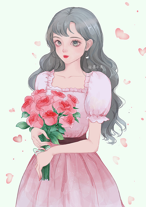 女孩与花（图ZMzExNTQ3OTYw） - 创作习作 - 站酷设计师墨小栗原创素材 - 站酷ZCOOL