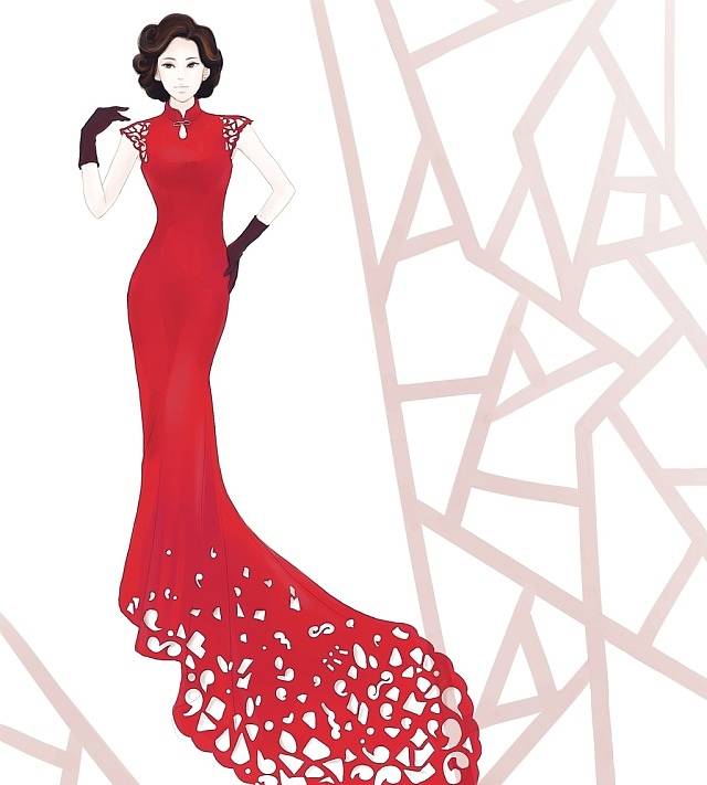 旗袍人物插画（图ZMTEzMzM3MjA=） - 创作习作 - 站酷设计师_阿坑原创素材 - 站酷ZCOOL