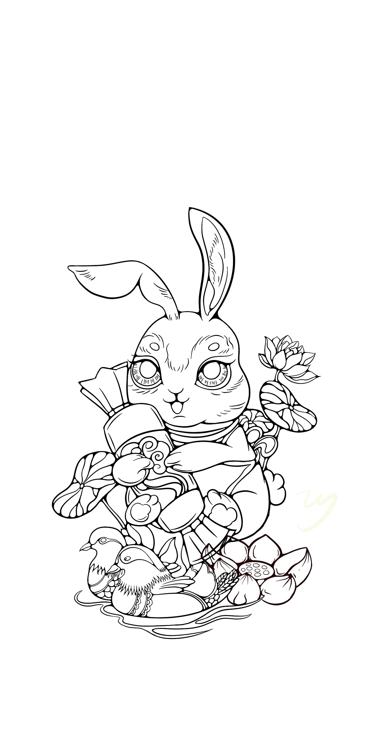 国潮兔兔插画-幸福美满