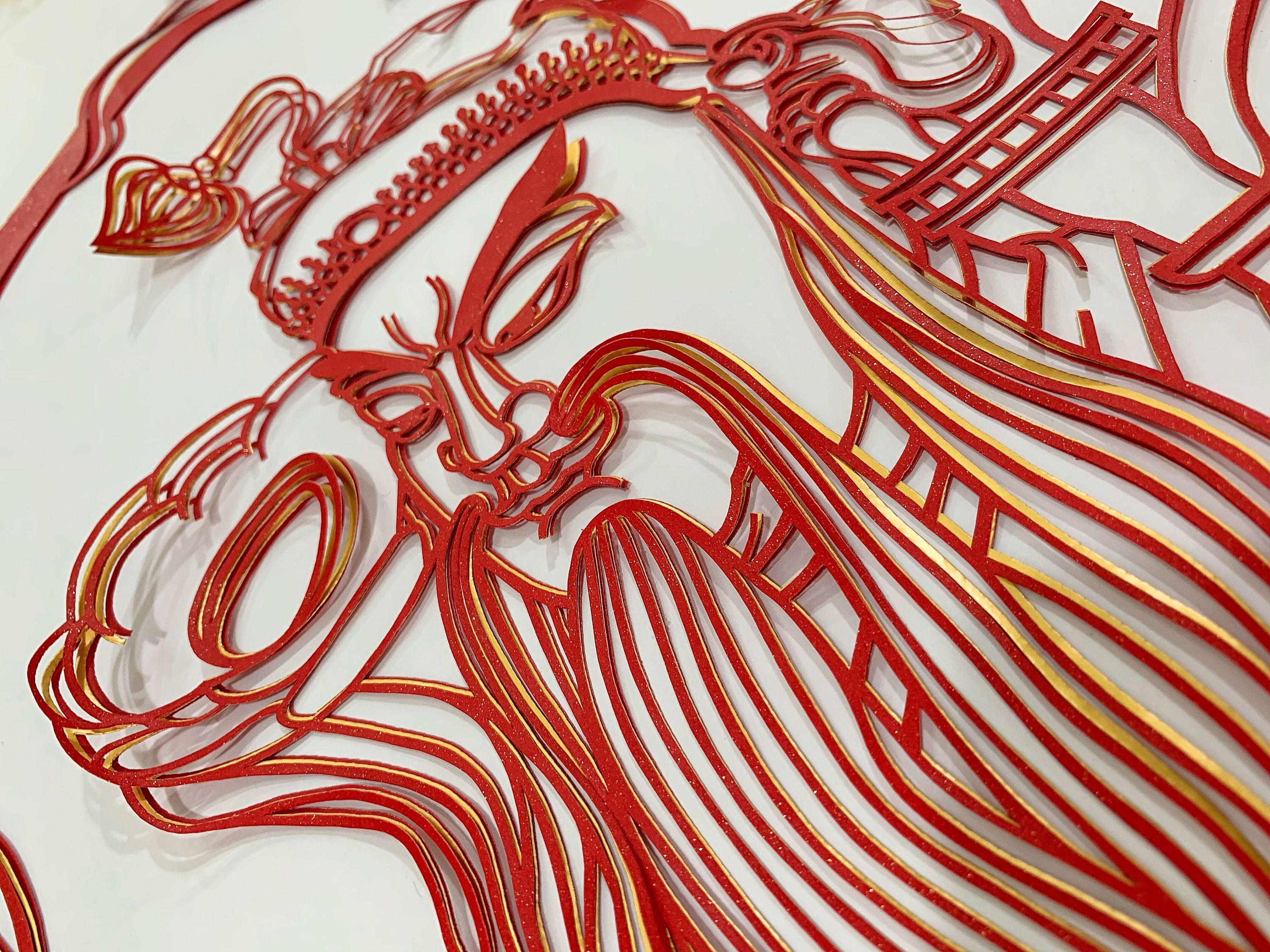 佛山纯色剪纸《韦陀菩萨》《伽蓝菩萨》