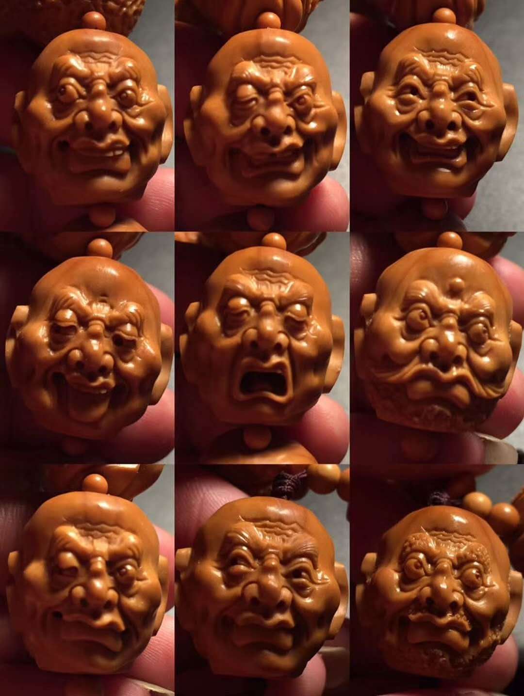 高梅大石,怪脸十八罗汉手串——龙掌柜文玩