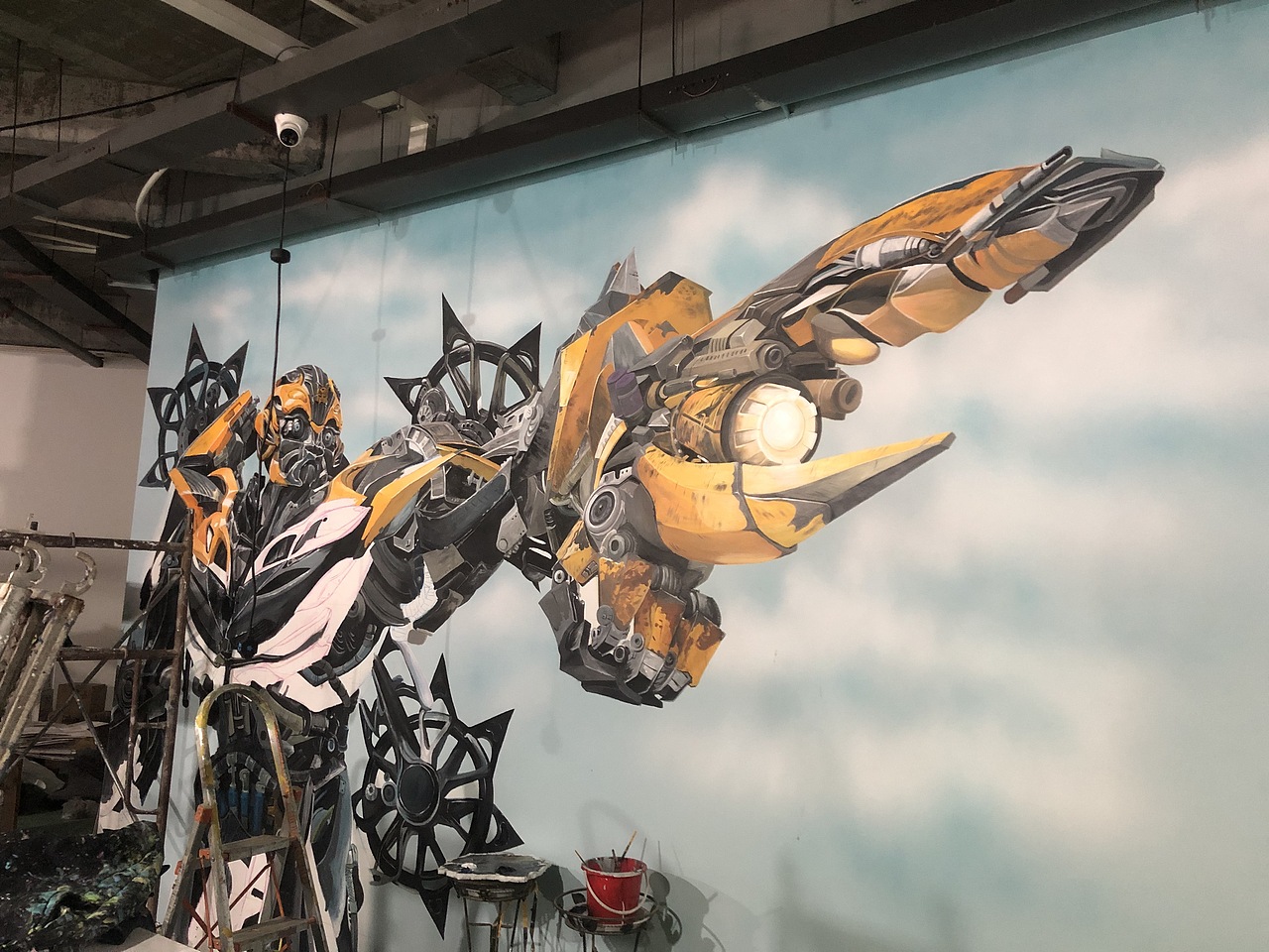 汽车服务中心大黄蜂墙绘