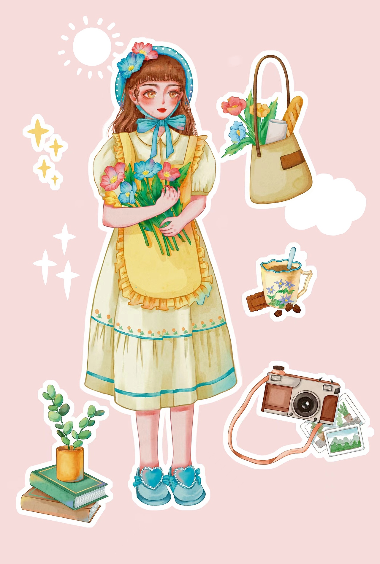 一组春天气息的少女