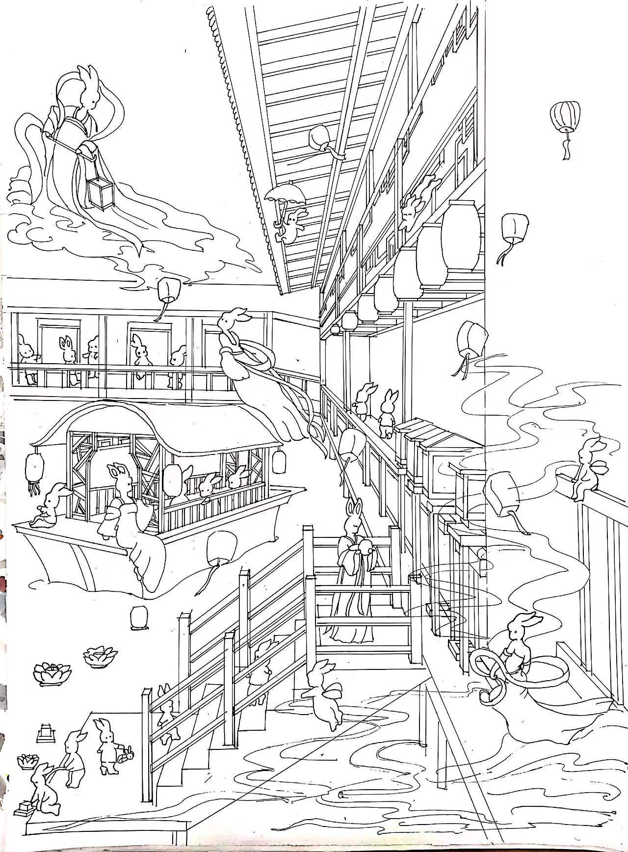 中秋插画图（图ZMjk3MjY2MzQ0） - 商业插画 - 站酷设计师努力画图的兔子原创素材 - 站酷ZCOOL