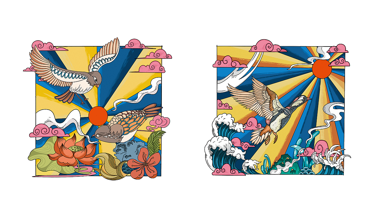 中国古代清朝时期文官补子插画设计（图ZMjk5ODIwNDY0） - 艺术插画 - 站酷设计师琳玥原创素材 - 站酷ZCOOL