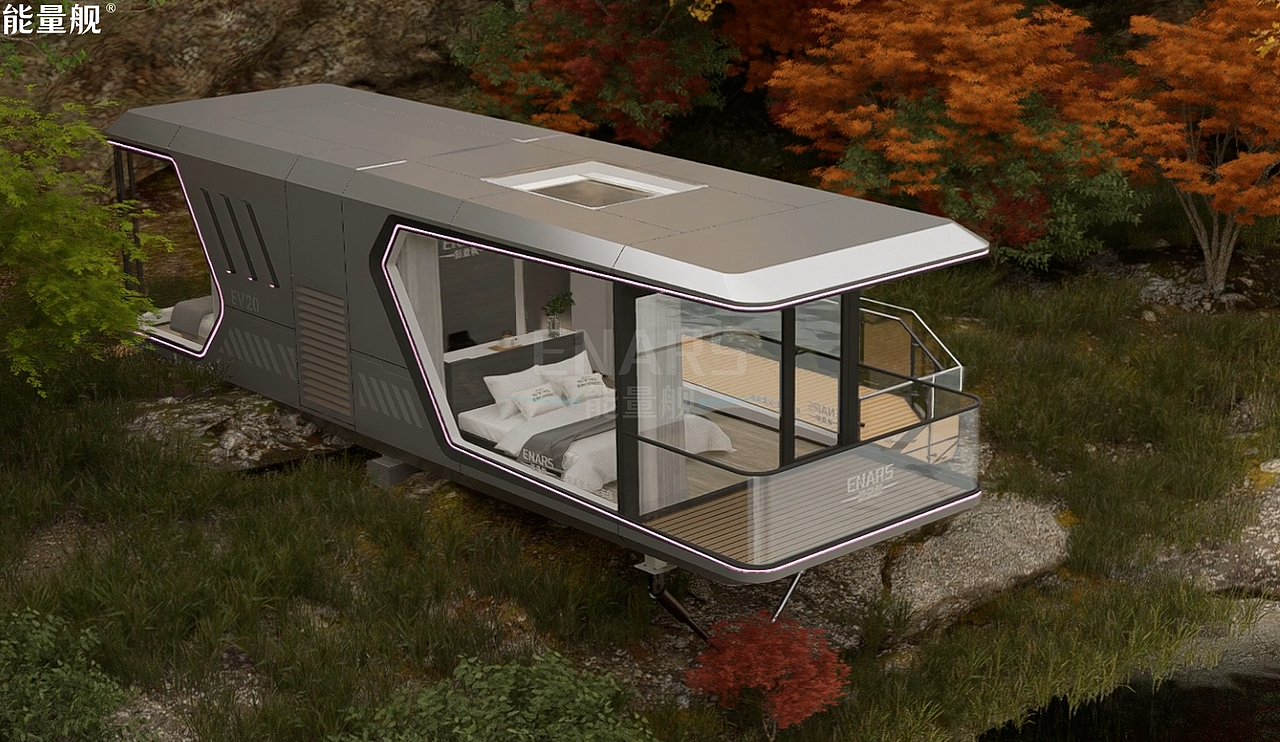 在牛草山山巅入住可移动网红太空舱能量舰是什么体验?