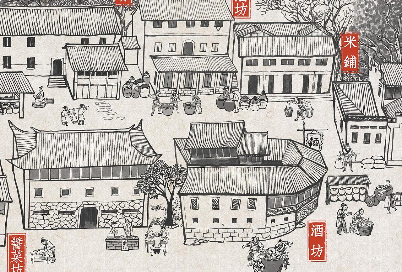 望仙谷作坊街全景手绘插画（图ZMzEzNjA0OTI0） - 商业插画 - 站酷设计师络络吉祥原创素材 - 站酷ZCOOL