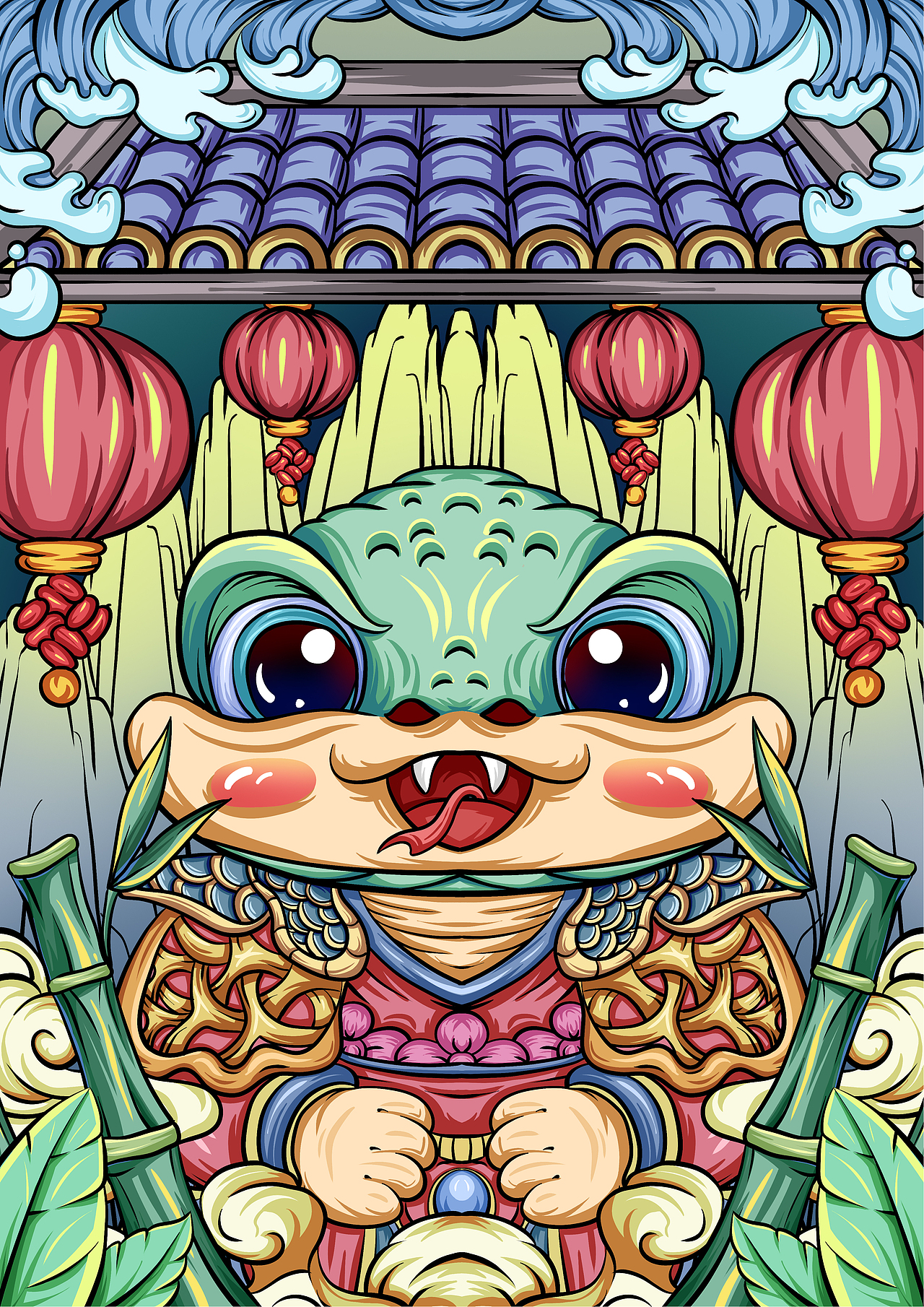 国潮十二生肖插画