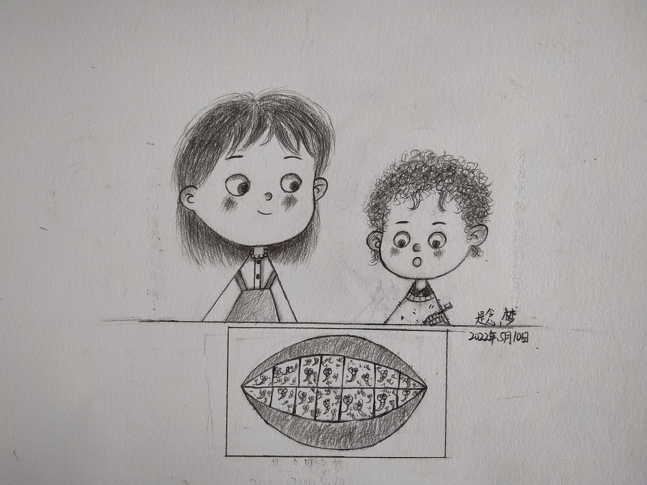 《我和我的小可爱》系列插画02（素描稿）（图ZMzAwNTM3NTcy） - 儿童插画 - 站酷设计师是念梦原创素材 - 站酷ZCOOL