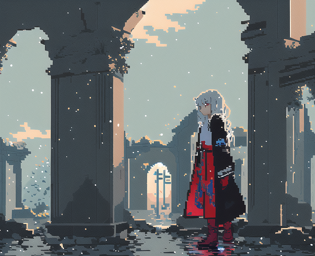 作品插画像素画像素人物像素场景人设自由白漂党古风插画150奔跑吧!