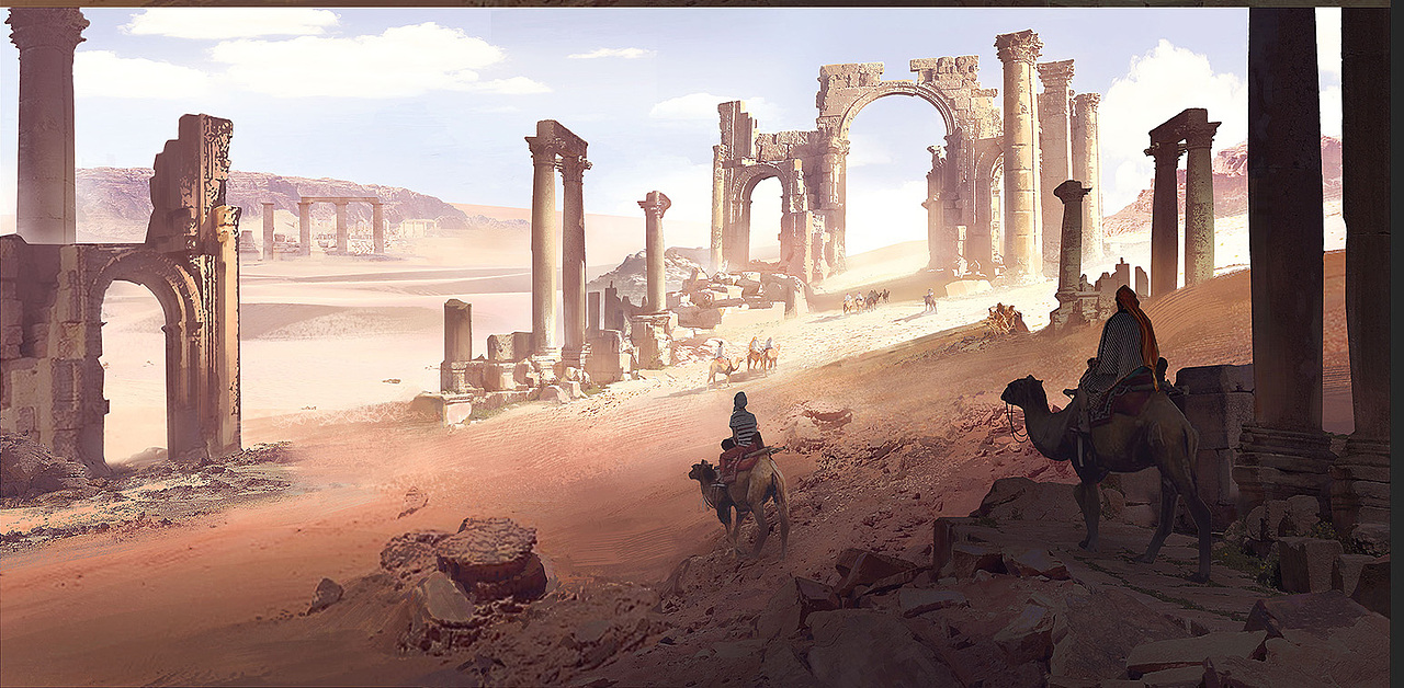 沙漠遺跡（寫實貼圖氣氛圖教程）（圖ZMzI0NzczNDY4） - 概念設(shè)定 - 站酷設(shè)計師頑皮機器CG工作室原創(chuàng)素材 - 站酷ZCOOL