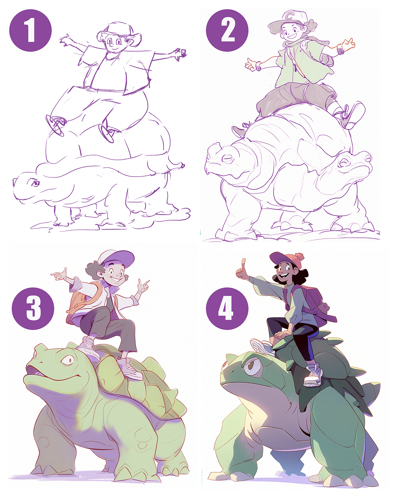 1.草图--2.垫图出更为精细的线稿--3.在线稿基础上垫图出图--4.继续描述prompt叠加出图