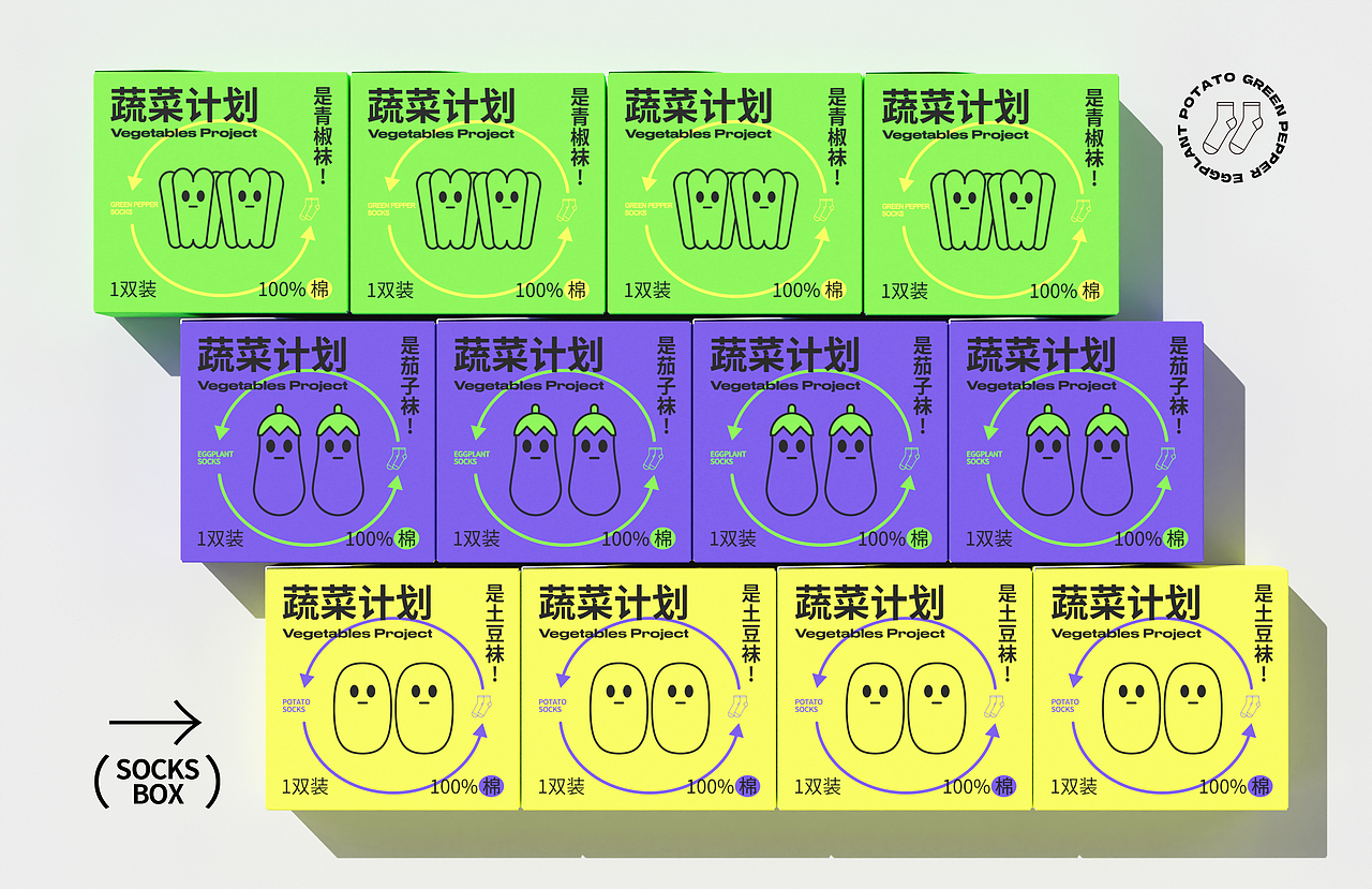 蔬菜计划-袜子组合包装设计