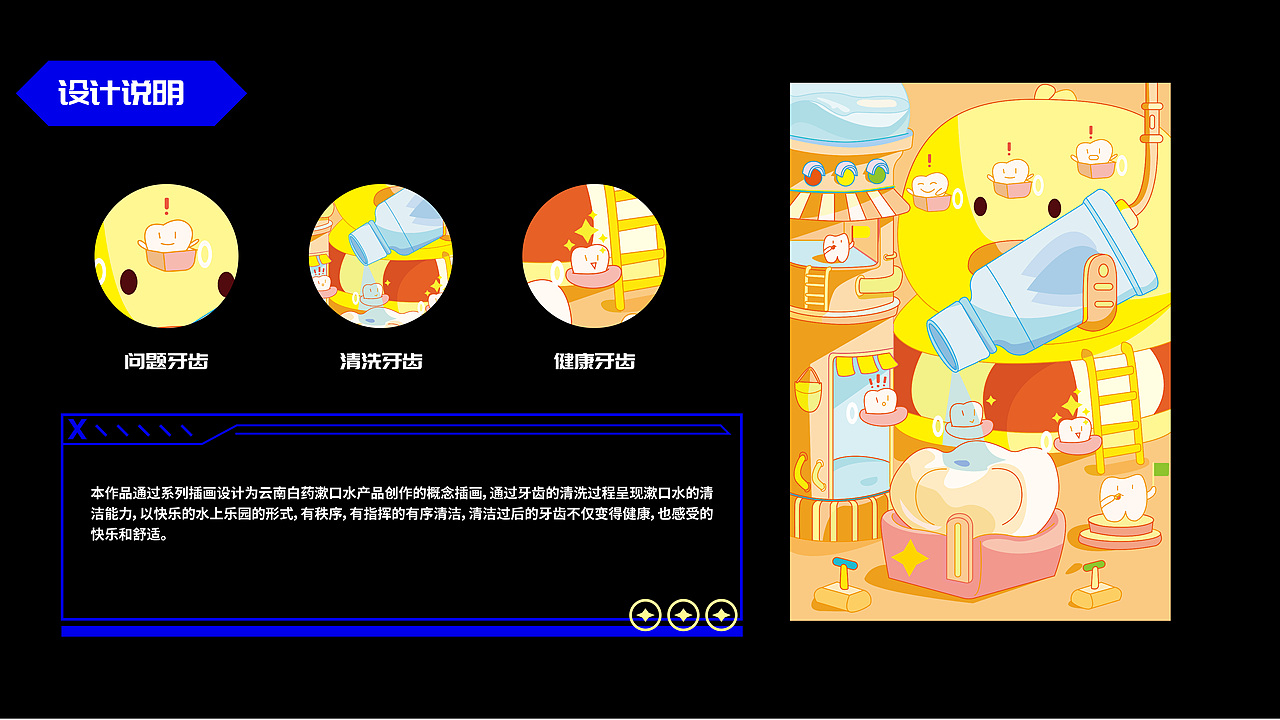 云南白药漱口水系列插画海报