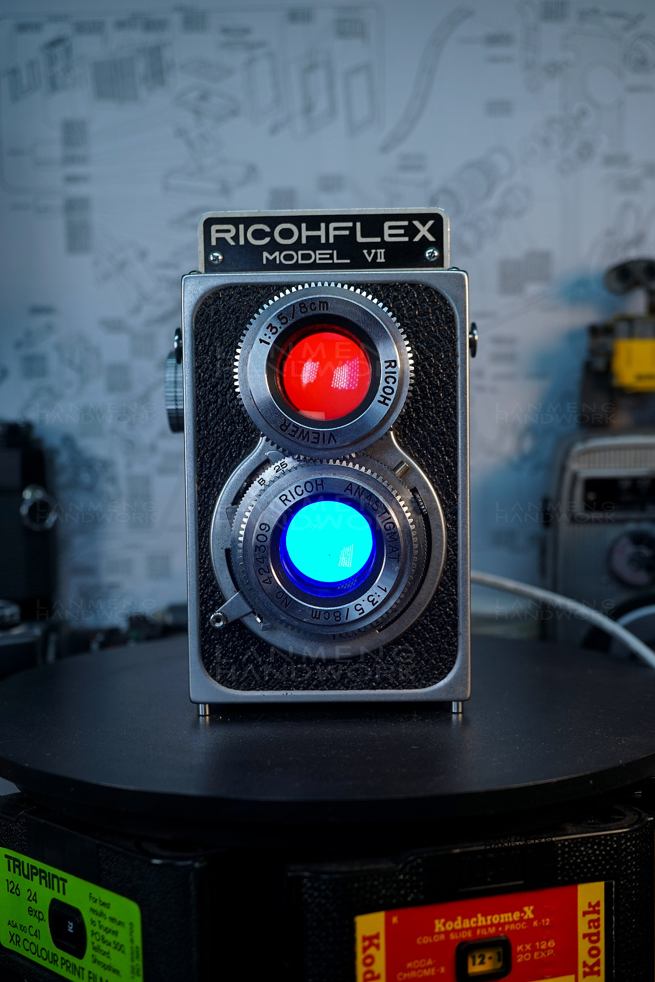 理光RICOHFLEX MODEL VII双反相机改灯桌面氛围灯（图ZMzQwNzg5MzQ4） - 工艺品设计 - 站酷设计师蓝萌手作原创素材 - 站酷ZCOOL