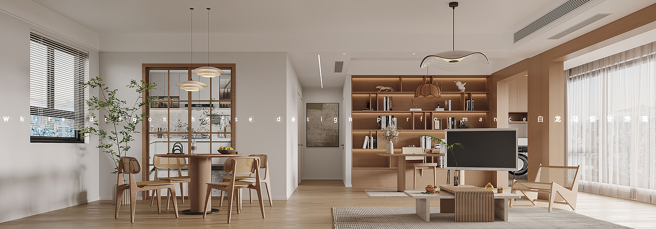 现代客餐厅—白龙马效果图