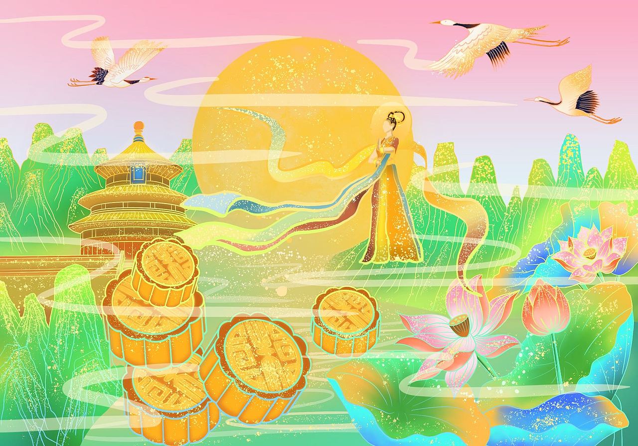 国风-传统节日-中秋节（图ZMzEwMjE4MDY0） - 商业插画 - 站酷设计师栗子晴晴原创素材 - 站酷ZCOOL