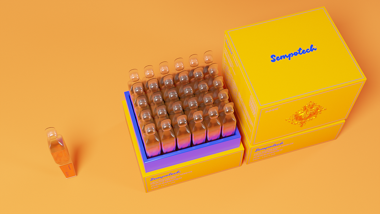 仙本科妍光热激修护精华产品包装设计