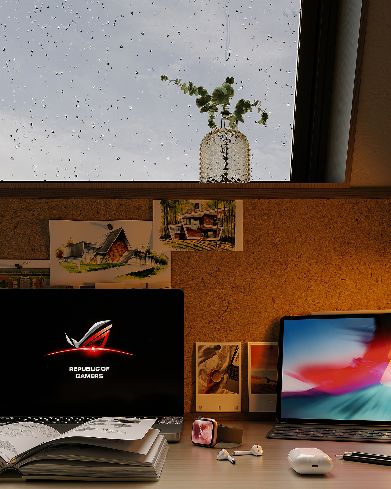 临摹站内大神 QX丨VISION的【雨夜阁楼】