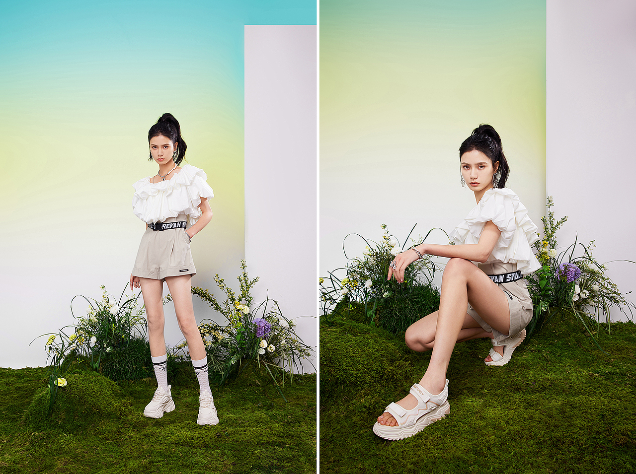 红蜻蜓女鞋春夏线上拍摄