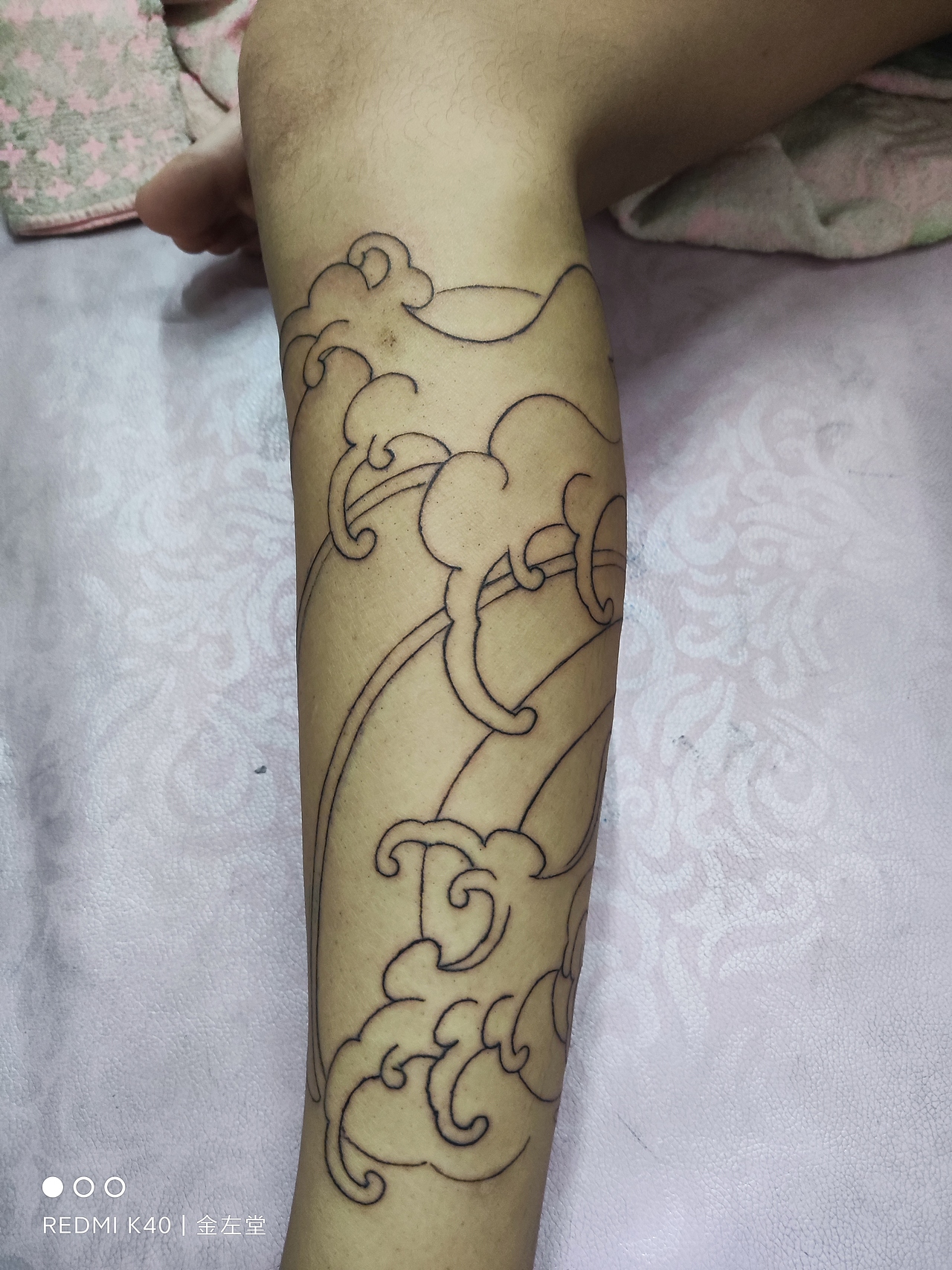 老传统浪花腿部纹身修改老旧纹身水冶纹身金左堂（图ZMzIwNjA1ODgw） - 其他手工艺 - 站酷设计师金左堂纹身原创素材 - 站酷ZCOOL