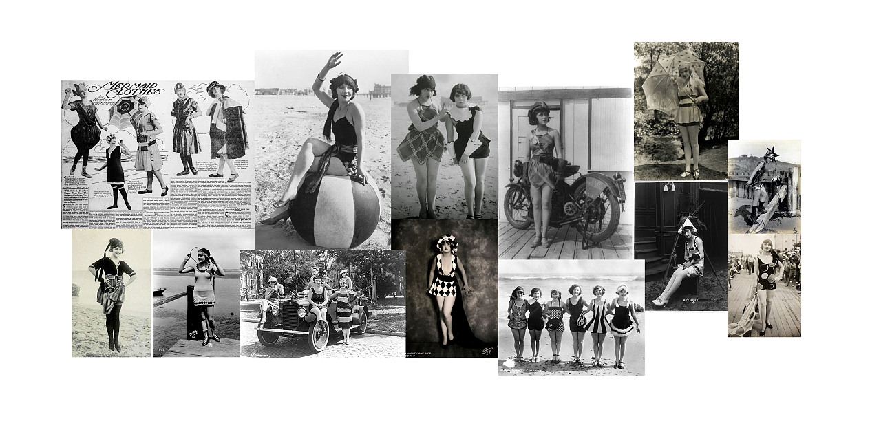 1900-1920年代期间The Mack Sennett Bathing Beauty pageants 泳装选美中的泳装样式