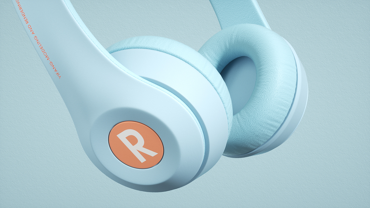 蓝色头戴式耳机