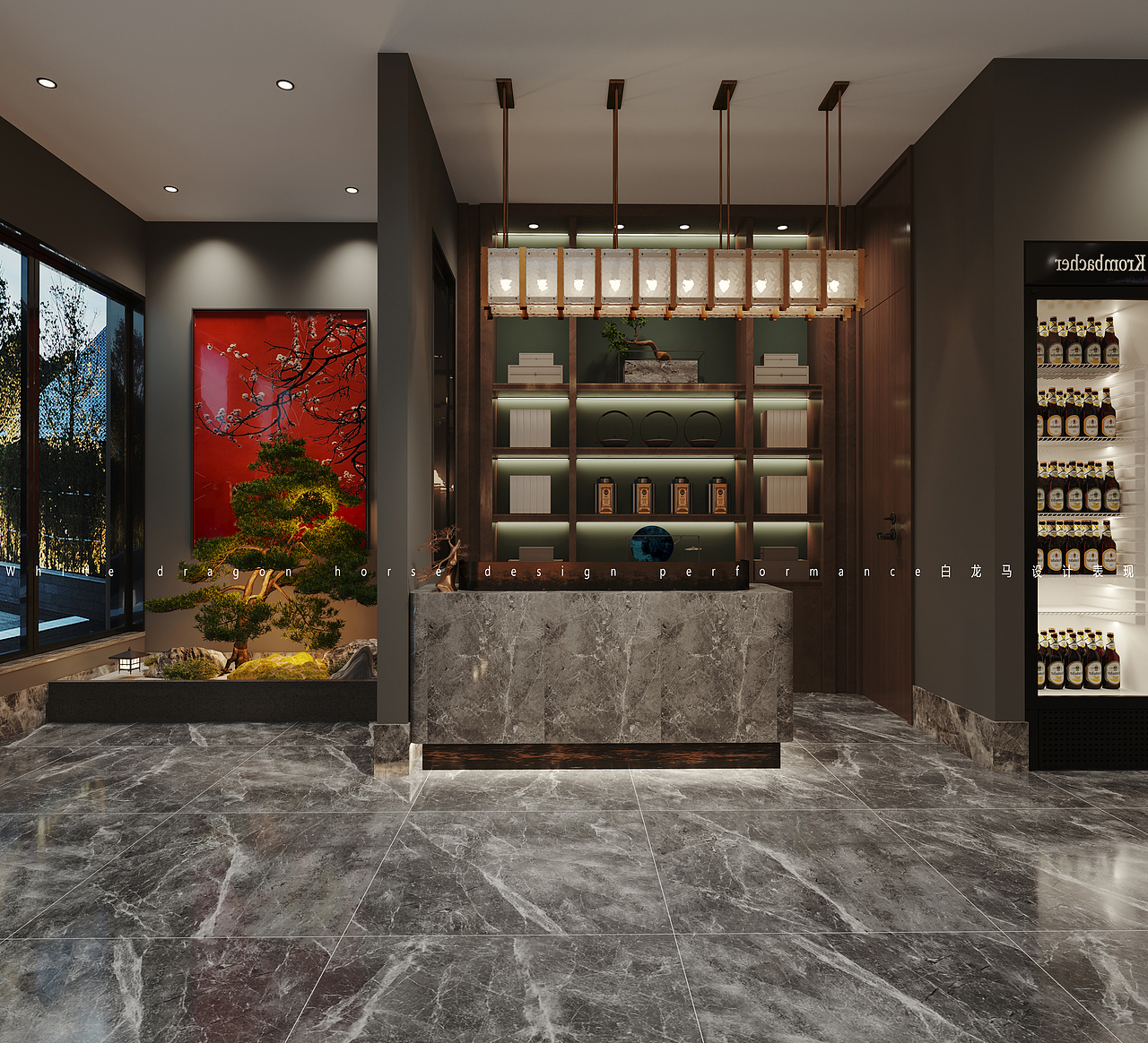 新中式饭店——白龙马效果图