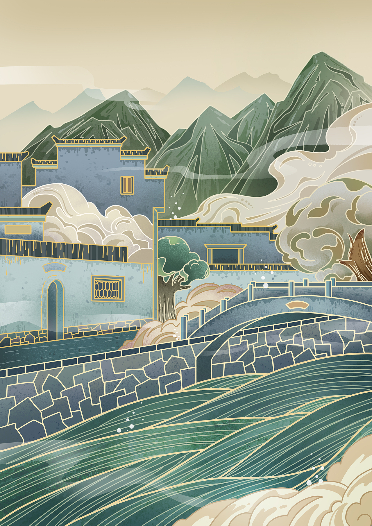 徽派建筑系列插画（图ZMzA4MjA1MDAw） - 创作习作 - 站酷设计师李慢慢_原创素材 - 站酷ZCOOL
