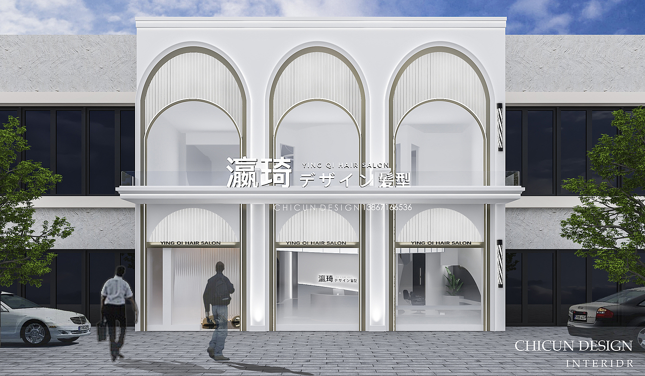 【尺寸设计】现代大都会理发店设计发廊设计