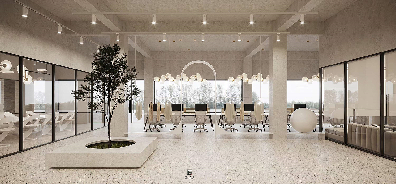 工装分享 |优雅曲线打造柔美服装设计办公室（图ZMzU1NjMxNDg0） - 商业空间设计 - 站酷设计师欣欣爱设计吖原创素材 - 站酷ZCOOL