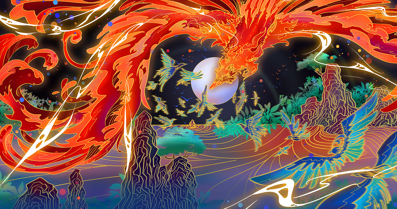 凤歌起 百鸟鸣（图ZMzUzNTgzNTMy） - 创作习作 - 站酷设计师博文Bowen原创素材 - 站酷ZCOOL