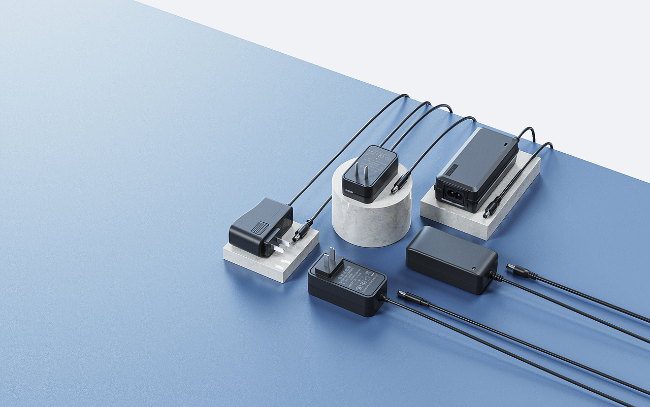 一些电源适配器和充电器渲染图