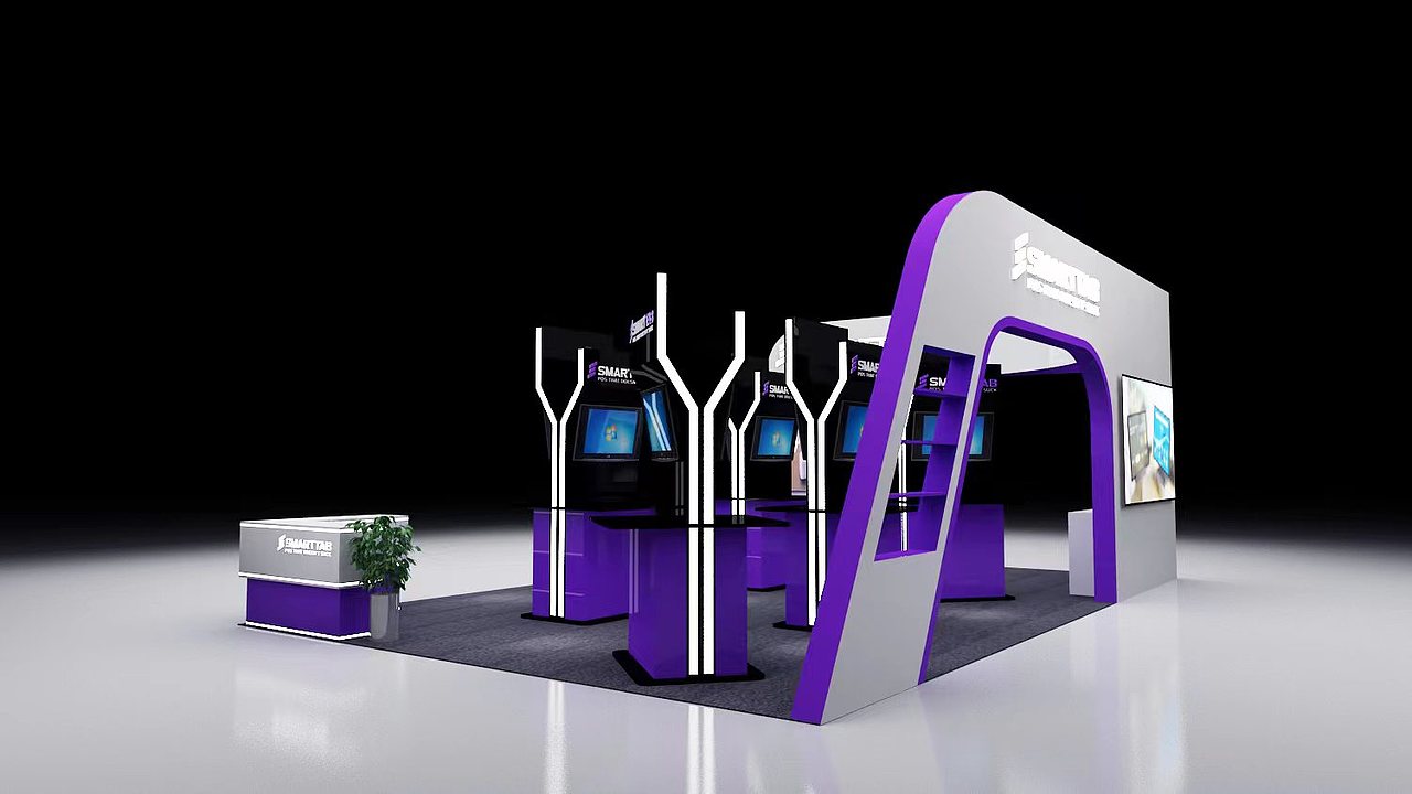 国外机器展示展位设计3D效果图