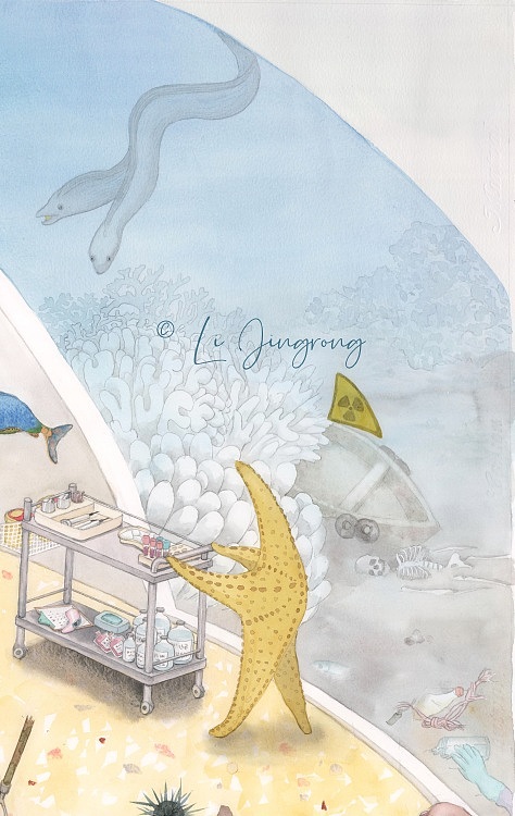 原创海洋环保主题水彩插画《世外逃园》(图ZMzYxMzY4Mjk2) - 创作习作 - 站酷设计师自愈兔原创素材 - 站酷ZCOOL