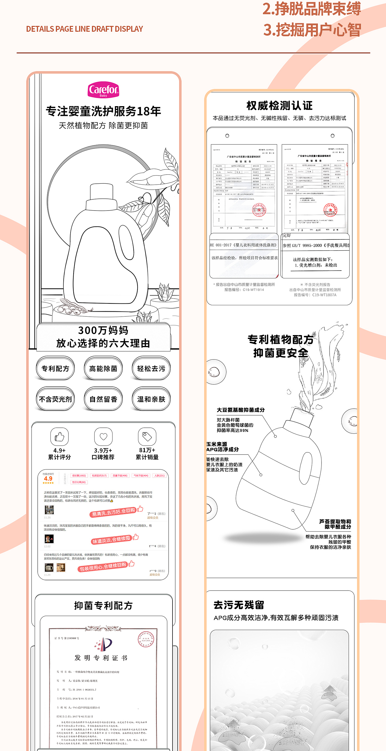 爱护婴儿抑菌洗衣液详情页视觉分享