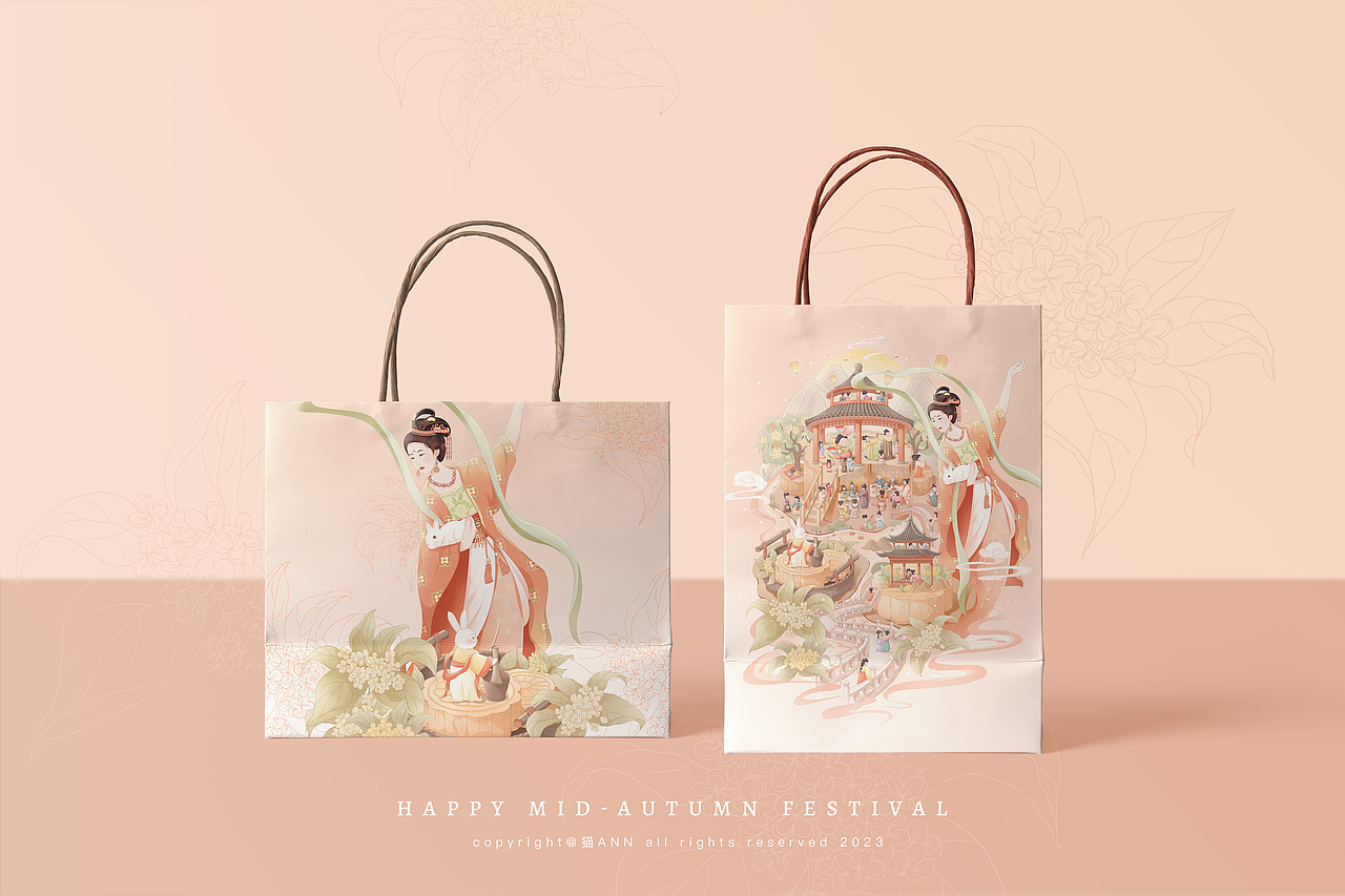 国潮插画 | 中秋节主视觉古风插画
