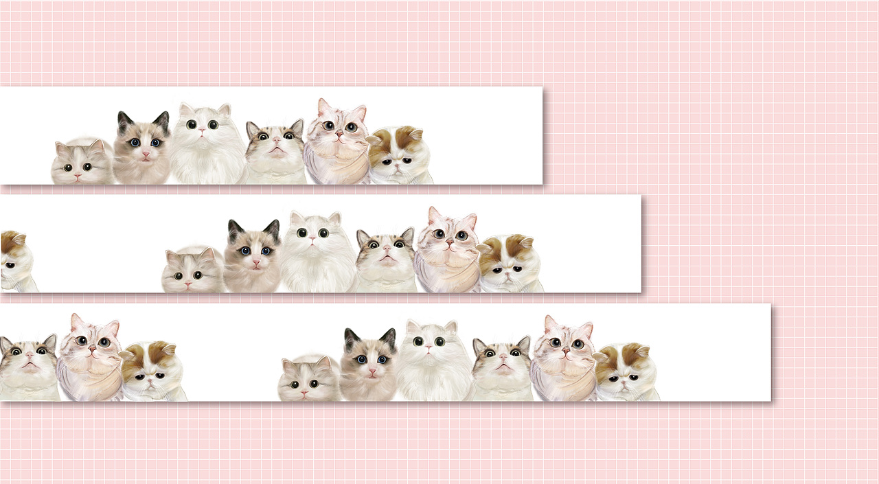 插画 | Catty Family 纸胶带（图ZMzAwMDU1ODAw） - 创作习作 - 站酷设计师王拾贰SHIER原创素材 - 站酷ZCOOL