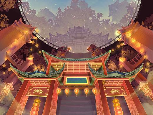 国潮场景插画