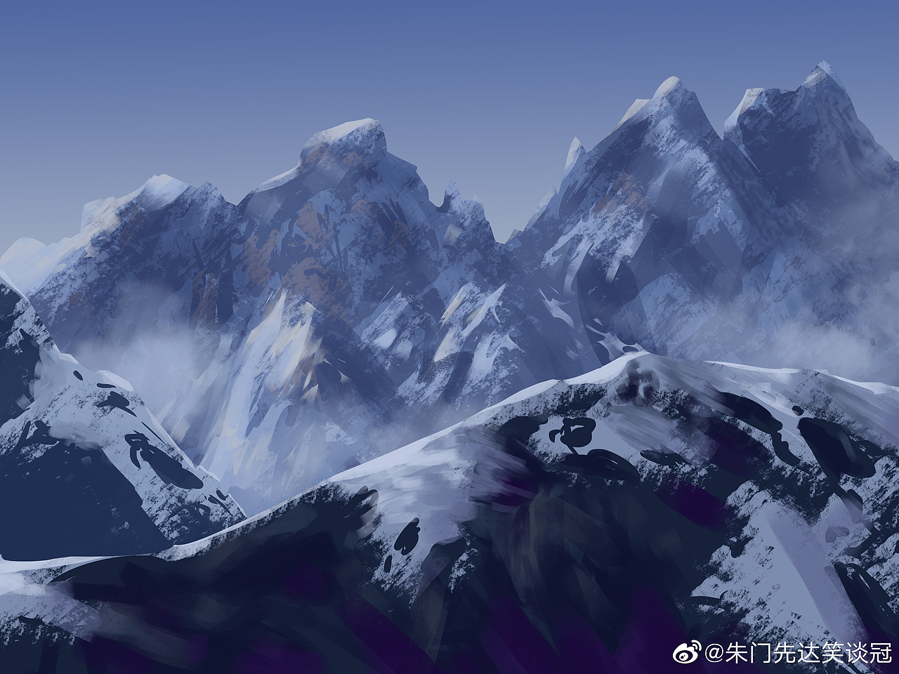临摹雪山（图ZMTkyMzc3Njky） - 创作习作 - 站酷设计师朱门先达笑原创素材 - 站酷ZCOOL