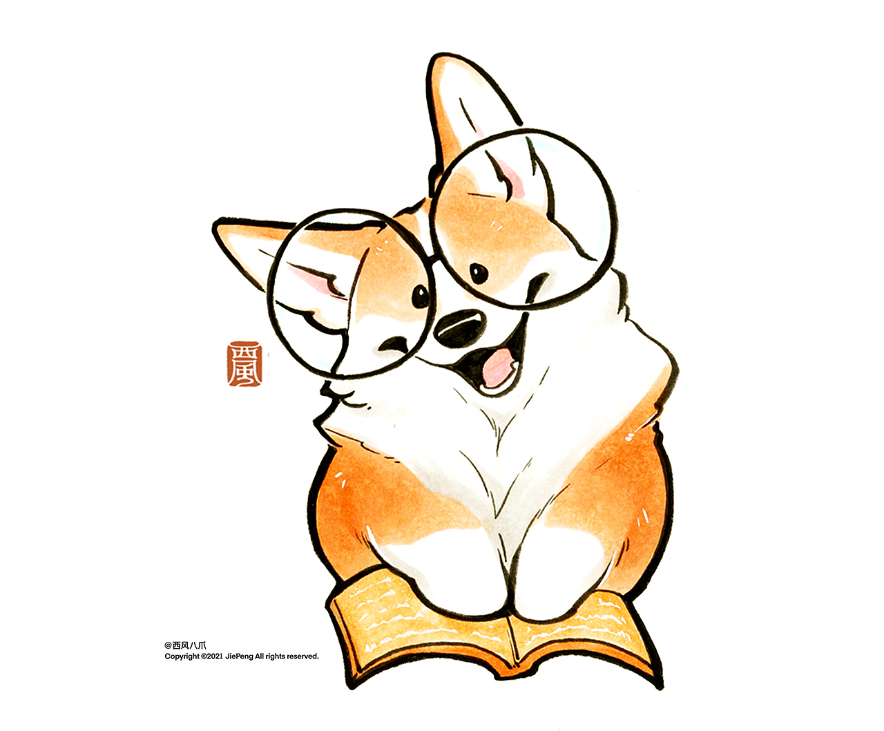 小肥基--柯基犬插画