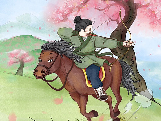 水彩水墨风儿童插画