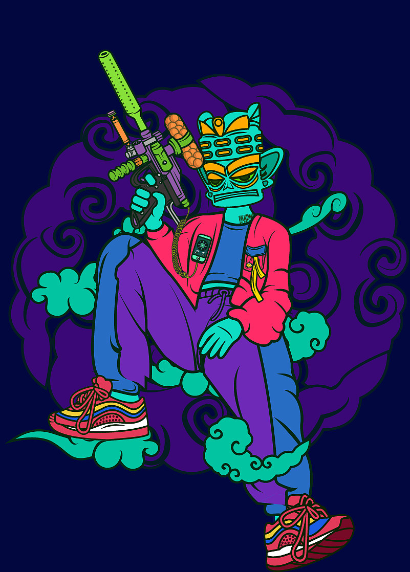 潮流插画-动态插画海报x三星堆|插画|新锐潮流插画|五叶子404 - 原创