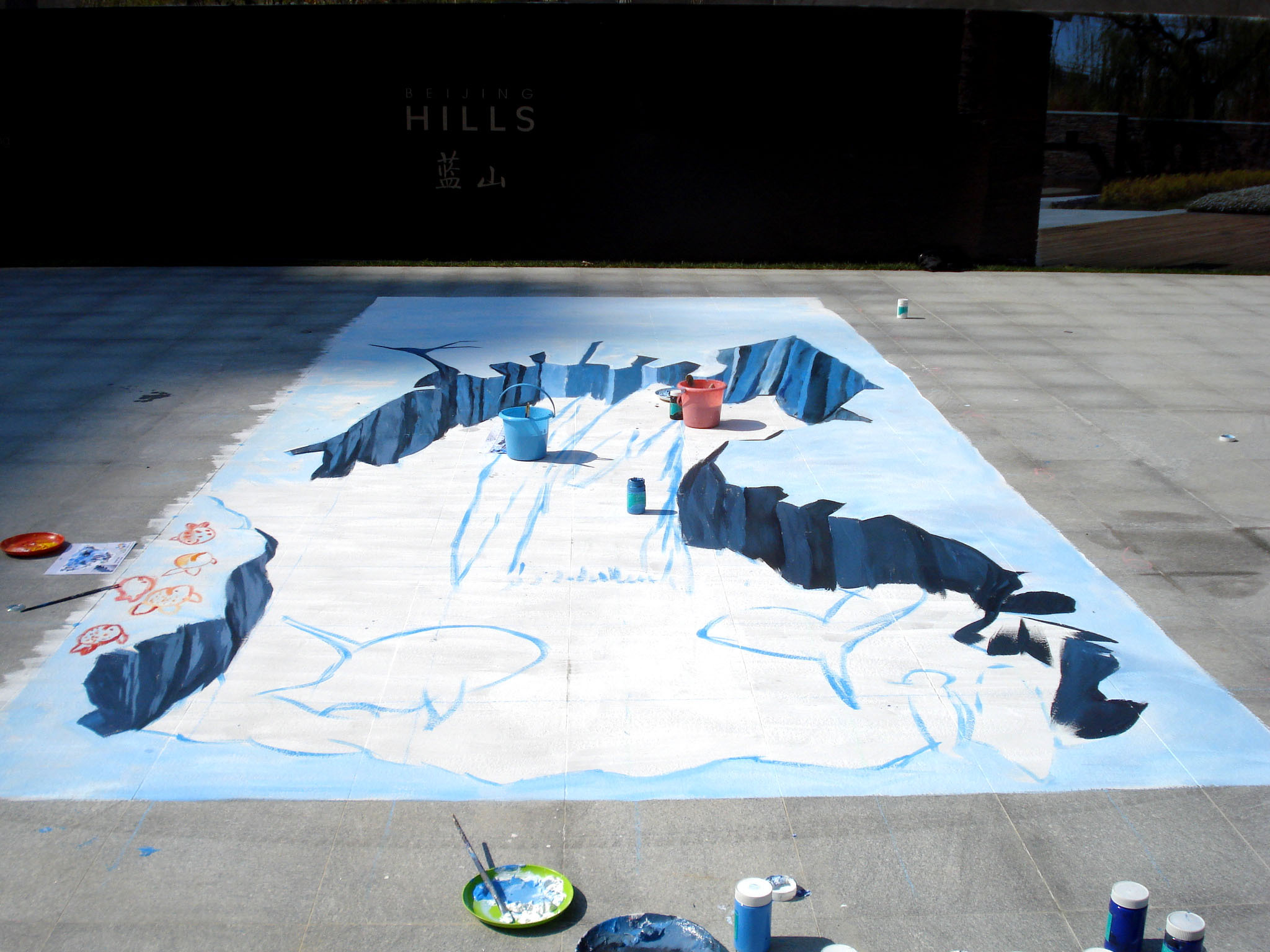 "大鲸鱼越冰川"地面立体画,金盛博创3d画