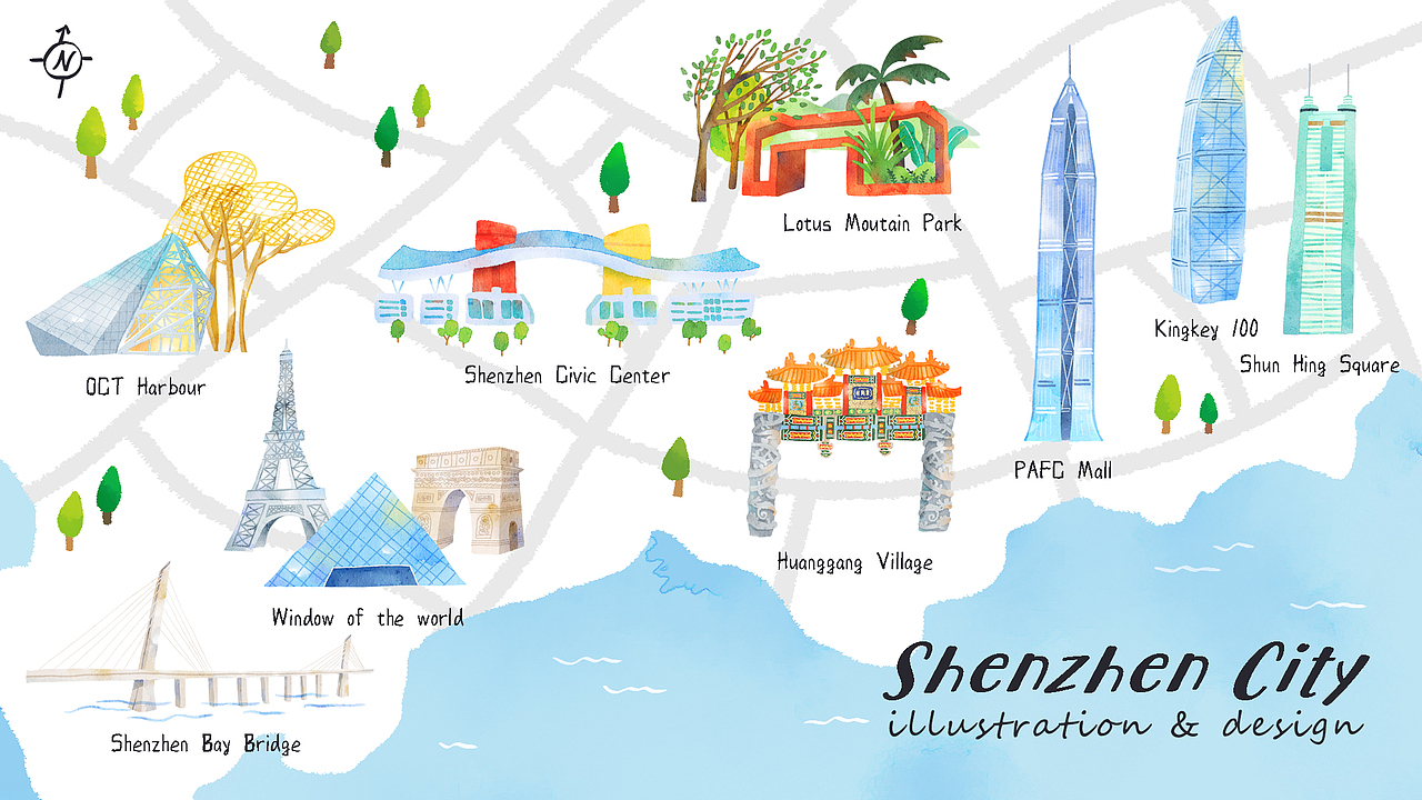 手绘深圳地图