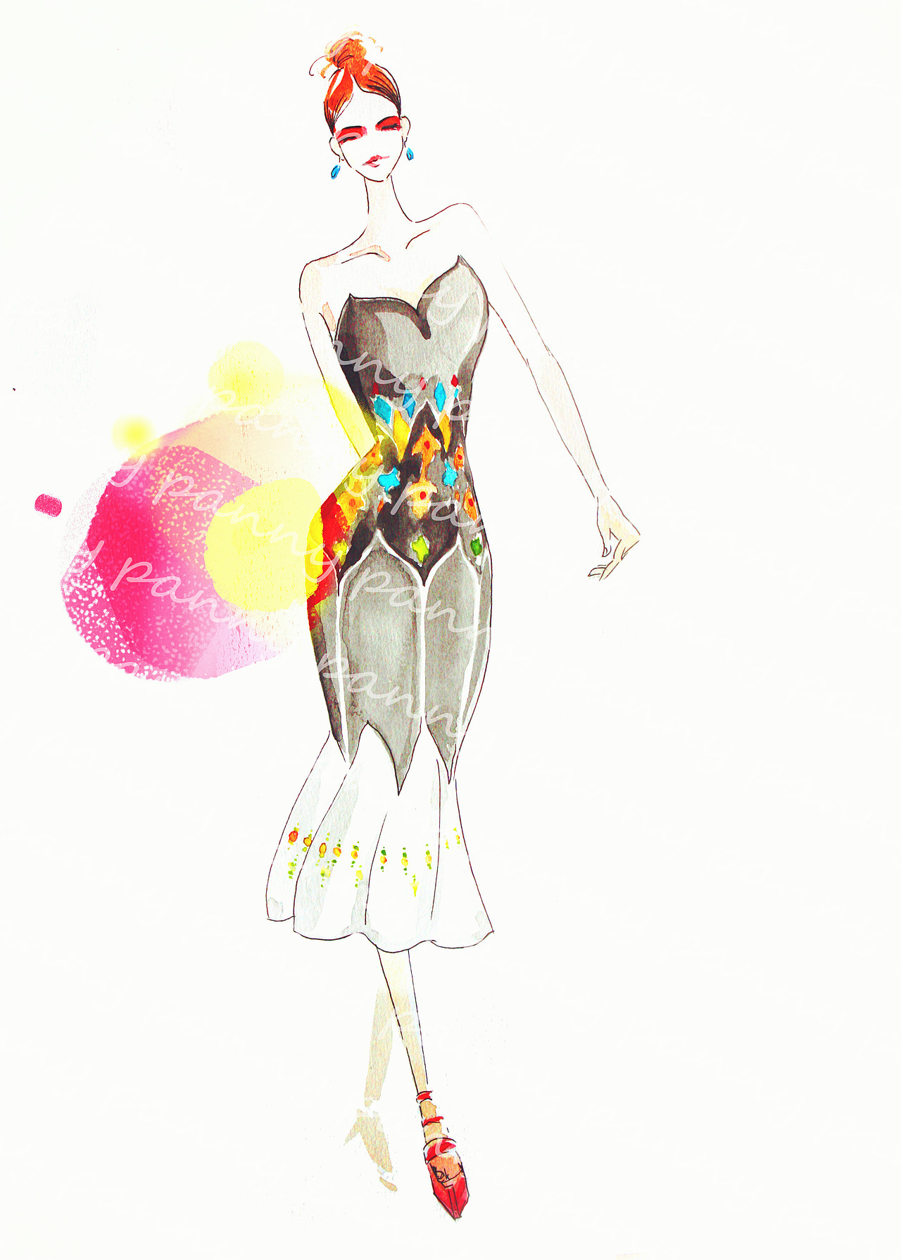 水彩时装画 服装效果图