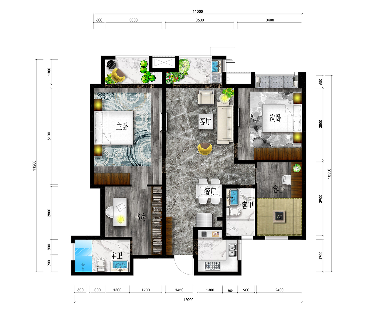 镇江美的城彩色户型图（图ZMTE5ODU4Mzc2） - 家装设计 - 站酷设计师楠书原创素材 - 站酷ZCOOL